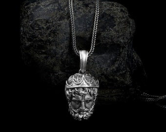 Greek Poseidon Mythology  Head Necklace, Ancient Coin Pendant, Greek Mythology, Hellenic, Greek Gods, Poseidon Pendant, Silver Necklace