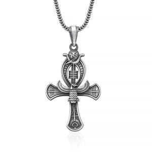 Egyptian Ankh Silver Necklace, Ancient Egypt Hieroglyph Pendant, Sterling Silver Ankh Jewelry, Mythology Symbol, Unisex Gift for Men & Women