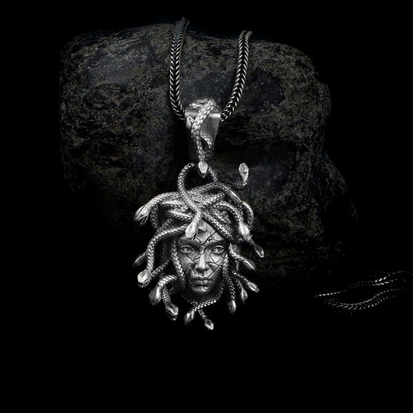 Medusa Broken Necklace, Greek Mythology, Medusa Necklace, Mythology Jewelry, Medusa Pendant, Silver Medusa, Snake Necklace, Handmade Pendant