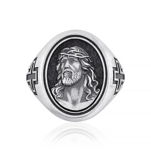 Jesus Head Religious Ring, Christian Accessory, Jesus Jewelry, Men Gift Ring, Jesus Gift Ring, Men Christian Ring, Gift Men Ring