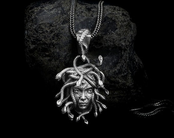 Medusa Broken Necklace, Greek Mythology, Medusa Necklace, Mythology Jewelry, Medusa Pendant, Silver Medusa, Snake Necklace, Handmade Pendant