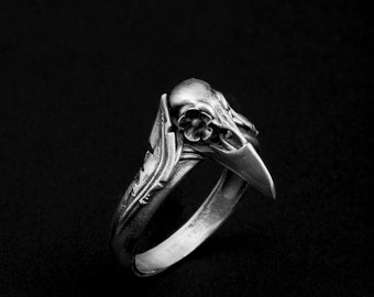 Raven Skull Ring, Gothic Ring, Raven Skull, Raven, Raven Ring, Silver Skull Ring, Gothic Jewelry, Skull Jewelry, Biker Ring, Viking Ring