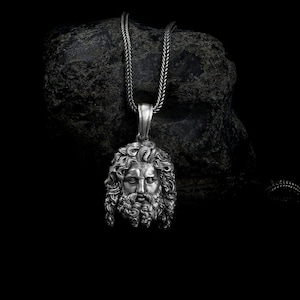Zeus Mythology Head Necklace, Ancient Greek, Greek Mythology, Zeus, Greek Gods, Zeus Pendant, God Necklace, Mystic Gift, Handmade Pendant