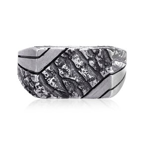 Rectangle Textured Ring, Geometric Ring, Minimalist Ring, Rectangle Ring, Contemporary Ring, Silver Mens Ring, Men Ring Gift, Handmade Ring