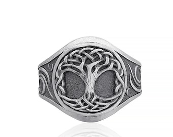 Yggdrasill Tree of Life Ring, Tree Of Life, Nature Jewelry, Mens Promise Ring, Celtic Wedding Band,  Tree Of Life Ring, Unique Viking Ring