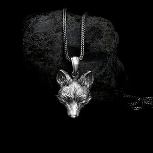 Fox Head Necklace, Fox Jewelry, Fox Necklace, Animal Necklace, Fox Accessory, Silver Fox Necklace, Animal Lover Gift, Fox Gift For Women