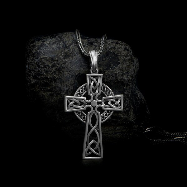 Engraved Celtic Cross Knot Necklace, Celtic Cross, Celtic Knot Jewelry, Celtic Knot Cross, Celtic Cross Jewelry, Celtic Cross Pendant