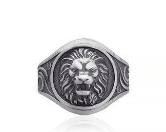 Lion Ring, African Men Ring, Handmade Men Ring, Lion Men Ring, Silver Lion Ring, Silver Mens Ring, Animal Ring, Animal Jewelry, Leo Ring