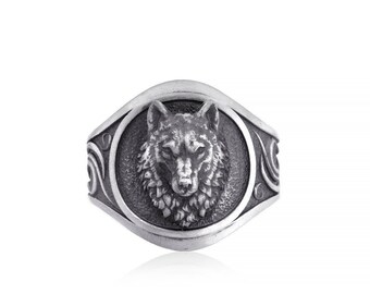 Wolf Head Ring,  House Stark, Viking Jewelry, Viking Ring, Artisan Jewelry, Silver Wolf Ring, Handmade Silver Ring, Wolf Jewelry, Handmade