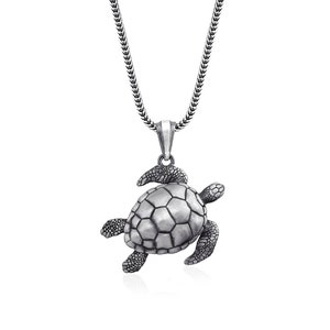 Handmade Sea Turtle Necklace, Big Turtle Men Pendant, Sterling Silver Animal Lover Jewelry, Ocean Turtle Gift Charm Pendant For Mom