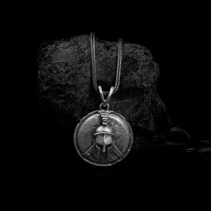 Spartan Shield Warrior Necklace, Gladiator Necklace, Men Silver Shield, Leonidas Necklace, Men Gift Necklace, Men Shield Necklace, Handmade