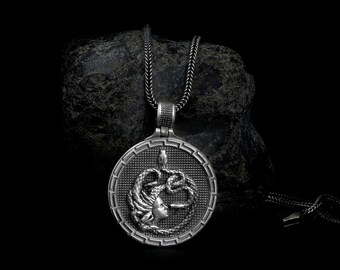 Square Medusa Head Necklace, Greek Mythology, Medusa Necklace, Mythology Jewelry, Medusa Pendant, Silver Medusa, Snake Necklace, Handmade