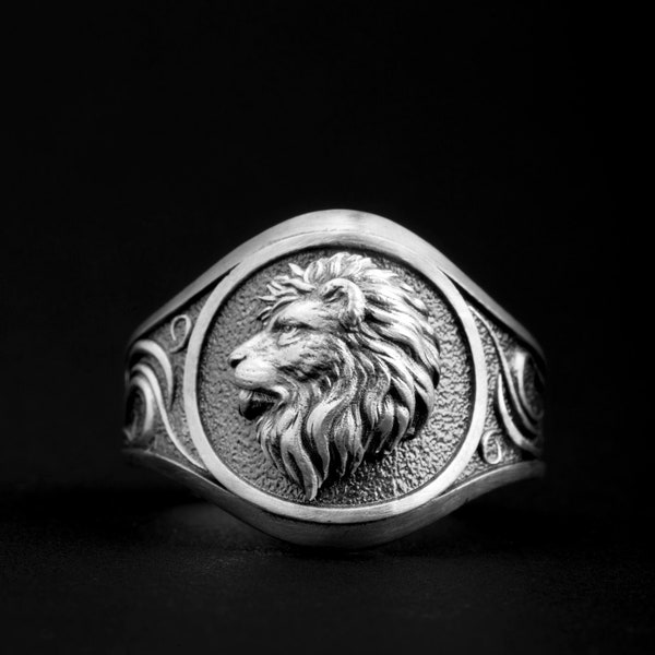 Lion Head Ring, 925 Silver Ring, African Men Ring, Handmade Men Ring, Lion Men Ring, Silver Lion Ring, Silver Mens Ring, Animal Ring