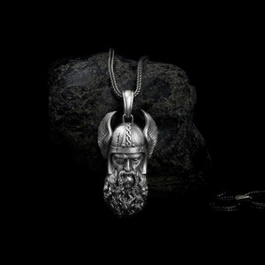 Odin Head Mythology Necklace, Berserker, Odin, Odin Jewelry, Odin Pendant, Celtic Jewelry, Odin Necklace, Silver Necklace, Handmade Pendant
