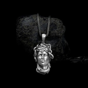 Gorgon Medusa Head Necklace, Greek Mythology, Medusa Necklace, Mythology Jewelry, Medusa Pendant, Silver Medusa, Snake Necklace, Handmade
