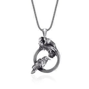 Raven Family Silver Viking Necklace, Raven Norse Mythology, Raven Pendant, Crow, Memorial Birthday Gifts, Viking Knot Necklace, Gift For Him
