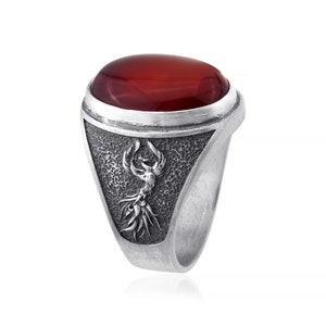 Phoenix Bird Gemstone Ring, Gemstone Ring, Phoenix Jewelry, Bird Ring, Mythology Lover Gift, Sympathy Gift, Mythology Ring, Mythical Bird