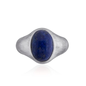 Lapis Lazuli Signet Ring Men, Mens Pinky Ring, Mens Silver Signet Ring, Man Jewelry Gifts Gemstones, Blue Stone Signet Ring
