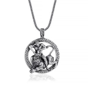 Hercules Defeating the Nemean Lion Pendant Necklace, Greek Mytology Necklace, Ancient Greek Mythology Gift Necklace For Her Him, Greek Gift
