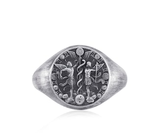 Gemini 925 Silver Signet Ring, Gemini Jewelry, Astrology Jewelry, Horoscope Ring For Birthday Gift, Gemini Gift, Zodiac Ring, Gift For Him