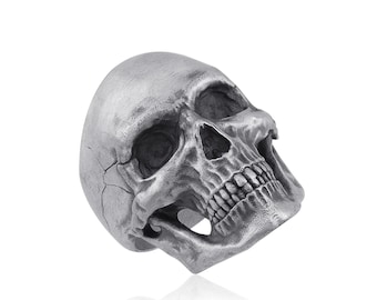 925 Sterling Silver Handmade Skull Ring for Man, Gothic Ring, Skull Ring, Oxidized Skull Silver Ring for Him, Biker Boho Rings For Men