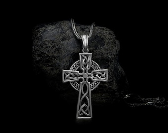 Engraved Celtic Cross Knot Necklace, Celtic Cross, Celtic Knot Jewelry, Celtic Knot Cross, Celtic Cross Jewelry, Celtic Cross Pendant