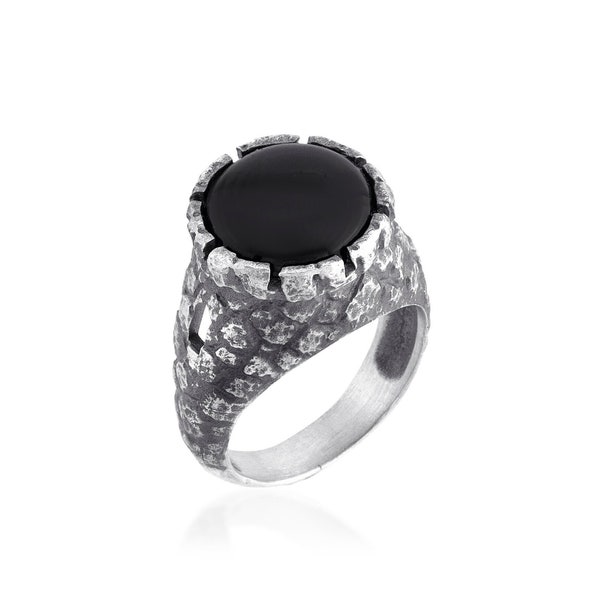 Castle Onyx Gemstone Sterling Silver Ring, Black Onyx Ring, Gemstone Men Ring, Unique Ring, Onyx Men's Ring, Minimalist Ring, Gift For Him