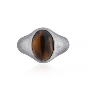 Tiger Eye Signet Ring Men, Mens Pinky Ring, Mens Silver Signet Ring, Man Jewelry Gifts Gemstones, Men gemstone ring, Gift For Him