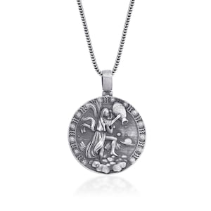 Aquarius Zodiac Necklace, Sterling Silver Astrology Pendant, Handmade Horoscope Jewelry, Unique Aquarius Gift for Men & Women