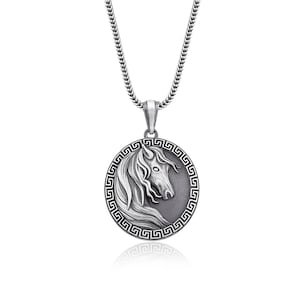 Horse Head Silver Necklace, Gift Horse Jewelry, Handmade Horse Mens Pendant, Oxidized Horse Mens Necklace, Animal Gift Jewelry, Gift Pendant