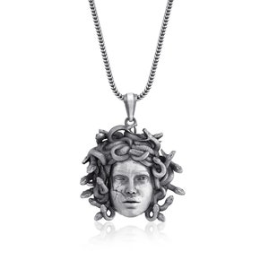 Gorgon Medusa Necklace for Men in Sterling Silver, Greek Mythology Medusa Silver Jewelry, Medusa Pendant, Mythology Necklace, Gift for Him