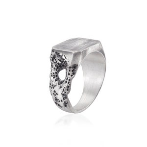 Worn Square Broken Vintage Ring, Mens Ring, Sterling Silver Ring, Rustic, Unique Ring, Silver Signet, Mens Signet Rings, Wedding Band