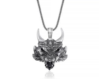 Dragon Head Necklace, Dragon Jewelry, Silver Dragon Gift, Dragon Head Pendant, Dragon For Women, Silver Dragon, Dragon Necklace, Handmade