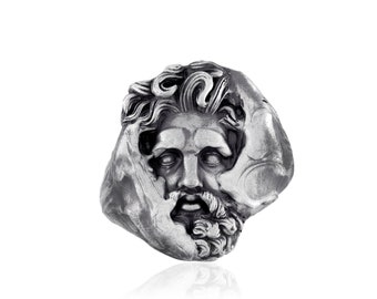 Anillo del dios griego Zeus, joyería del dios romano Júpiter, mitología romana antigua, joyería de plata del dios griego, anillo de la mitología de la gorgona, anillo de la antigua Grecia