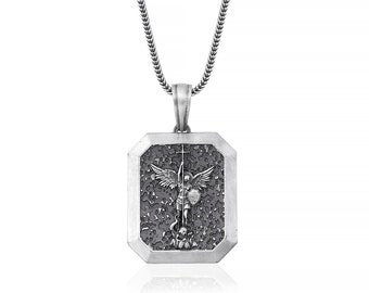 Quadrat St. Michael Erzengel Halskette, Erzengel Michael, katholische Halskette, katholische Medaille, religiöse Medaille, St Michael Halskette