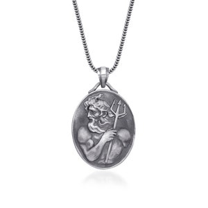 Poseidon Handmade Sterling Silver Necklace, Mythology Necklace, Poseidon Pendant, Ancient Greek God Jewelry, Greek Mythology Jewelry