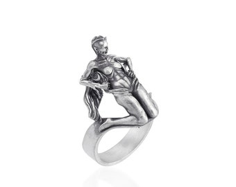 Gothic Embrace Sterling Silver Ring, Victorian Ring, Gothic Ring, Vampire Accessories, Nocturnal Awakening Ring, Dracula Ring, Gift For Him
