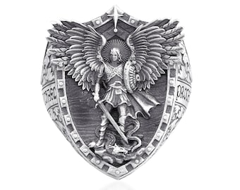 Archangel Michael Dragon Wings Seal Signet Ring for Men, St Michael Christian Ring, St Michael Is Commander Of The Army Of God, Gift Ring