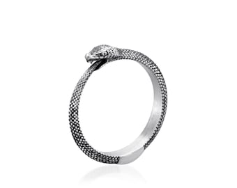 Ouroboros Snake Handmade Sterling Silver Men Ring, Unique Desing Ring, 925 Sterling Silver, Ouroboros Serpent Mythology Ring, Gift For Men