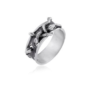 Snake Silver Band Ring, Serpent Silver Ring, Snake Silver Jewelry, Goth Nature Serpent Ring For Men, Vintage Engraved Promise Ring,Gift Ring