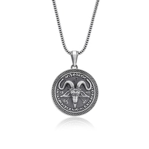 Goat Head on Pentagram Silver Necklace, Silver Pentagram, Satan Pendant, Gothic Necklace, Pentacle Necklace, Devil Necklace, Baphomet, 666