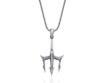 Poseidon Trident Necklace For Men, Greek Mythology Necklace, Greek God Necklace, Roman God Neptune, Ocean, Spear, Hellenic Paganism