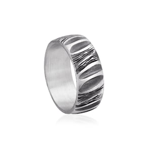 Sculpted Harmony Sterling Silver Band Ring, Oxidized Sterling Silver Men Wedding Band, Engagement Ring, Wedding Ring, Promise Ring,Gift Ring