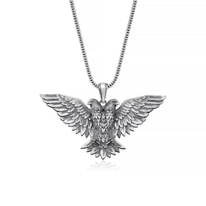 Double Head American Eagle Necklace, Animal Lover Gift, Animal Jewelry, Eagle Birthday Gift, Best Friend Necklace, Engraved Gift