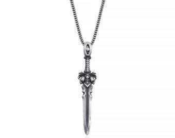 Sword pendant in gothic style, Unique mens silver necklace for boyfriend, Unique mens silver necklace for boyfriend, gothic gift jewelry