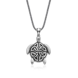Celtic Knot Turtle Pendant, Mythology Necklace, Charm Necklace, Handmade Pendant, Unisex Necklace, Celtic Knot Jewelry, Gift For Him