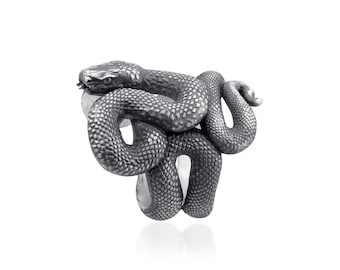 Anillo de serpiente de plata esterlina hecho a mano, joyería de serpiente de plata, joyería de serpiente, anillo único, anillo de serpiente único, anillo de serpiente de regalo para hombre
