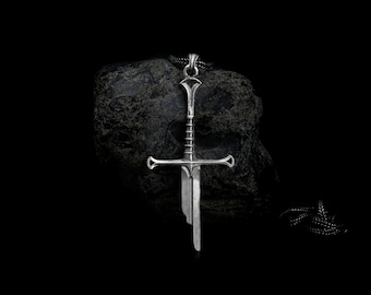 Fantasy Sword Necklace, Elven Blade Pendant, Medieval Silver Jewelry for Men, Broken Sword Necklace, Unique Gift for Him, Handmade Pendant
