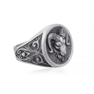 Aries Ram Head Ring, Aries Mens Ring, Aries Silver Ring, Boho Ring, Handmade Men Ring, Polished Men Ring, Animal Ring, Animal Jewelry Aries Mens Ring Aries Silver Ring Boho Ring Handmade Men Ring Polished Men Ring Animal Ring Animal Jewelry Animal He