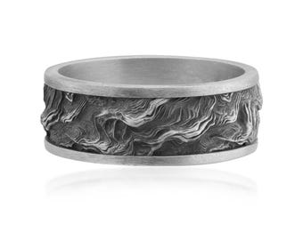 Ember Flow Ring, 925 Sterling Silver Abstract Transformation Band